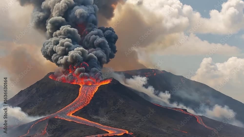 Fiery Eruption: Witness the raw, untamed power of nature as a volcano ...