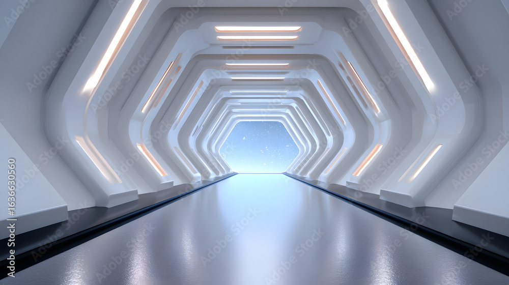 Obraz premium Futuristic minimalist sci fi spaceship interior wall