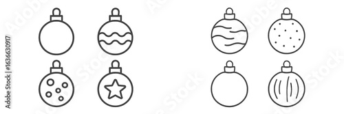 Decorative holiday ornaments with various designs for festive decoration ideas during the winter season
