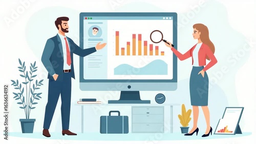 Flat Illustration of AI-Powered Recommendation Systems: Emphasizing Machine Learning, Predictive Analytics, and Seamless Digital Personalization for Modern Interfaces