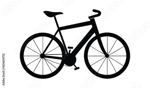 Silhouette of a modern road bicycle with thin wheels and a sleek frame