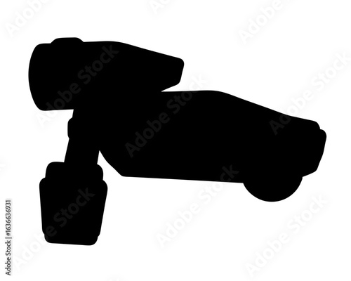 Silhouette illustration of robotic space rover exploring unknown planets and stars