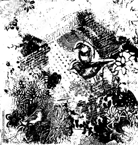 Rustic grunge vector texture with grain and stains. Abstract noise background. Weathered surface.