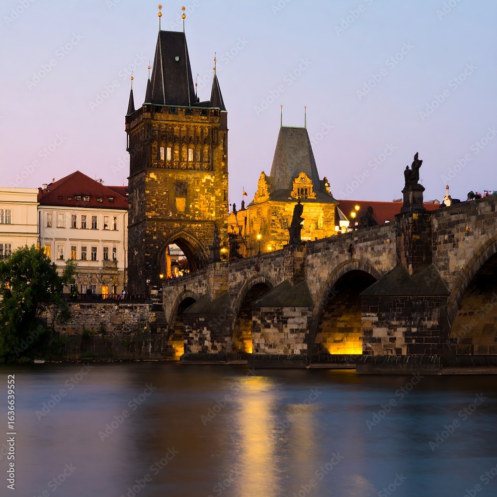 Obraz premium Prague Bridge at Dusk