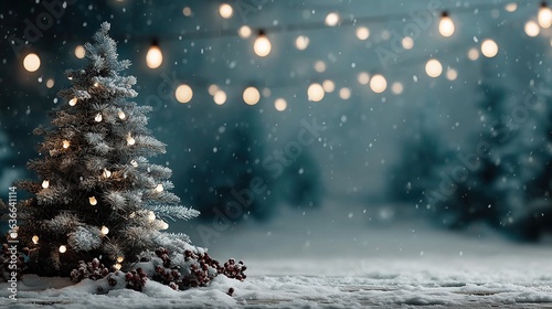 Minimalist Christmas background with snowflakes decoration