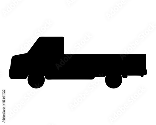 Silhouette of a single cab pickup truck with a short bed design
