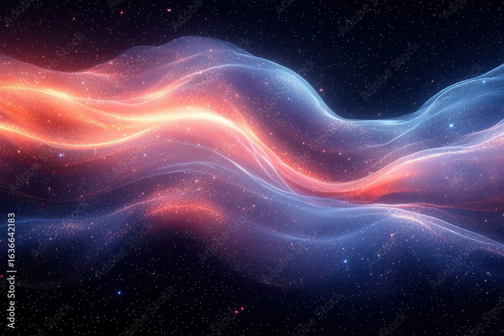 Abstract flow of vibrant cosmic light in a starry galactic backdrop Abstract flow of vibrant cosmic light in a starry galactic backdrop