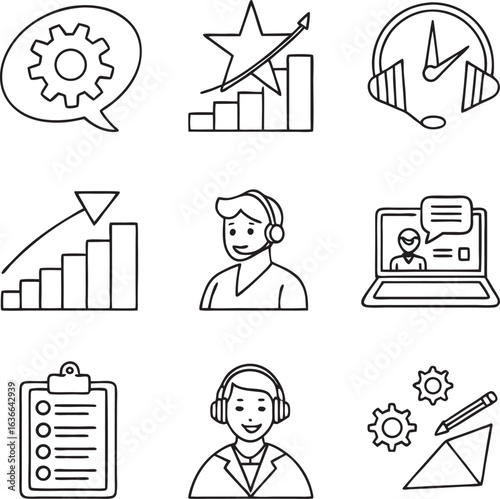 Desinger Icon of Up stock, laptop, customer care.eps