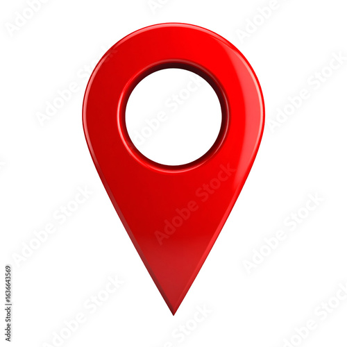 Free Download Location pin – Photorealistic red location map pin icon with glossy finish, isolated PNG - GFXLoad