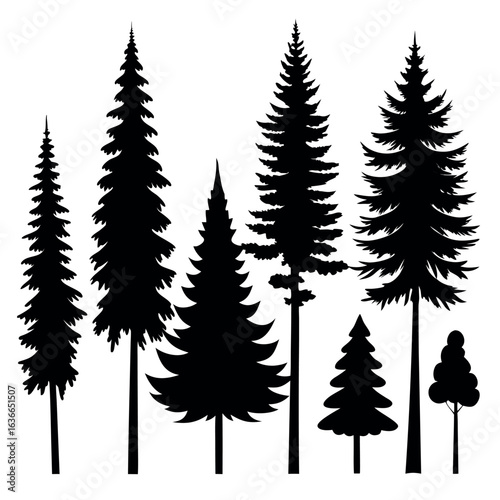 Christmas Tree Silhouettes – Minimal Vector Collection for Holiday and Winter Designs