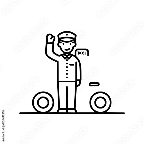 Taxi driver waving vector illustration for transportation service and ride hailing app design needs of users