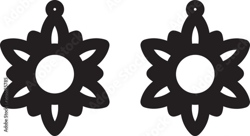 Floral earrings laser cut template with intricate botanical pattern, symmetrical design for acrylic or wood cutting, perfect for lightweight jewelry and DIY crafts, isolated for easy use