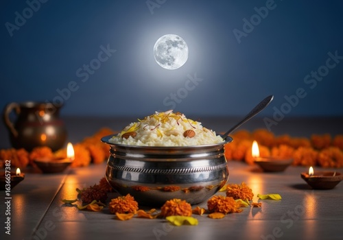A typical Indian dish with the moon in the background