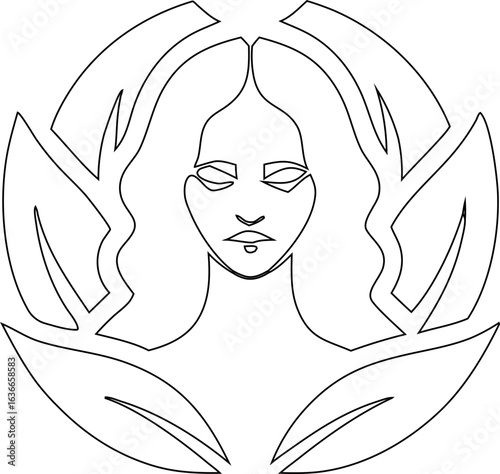 Stylish woman face outline in clean line art style, perfect for wellness spas, beauty brands, and fashion products.

