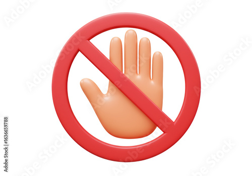 Isolated No Entry Sign with Hand
