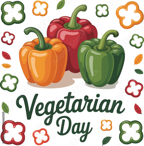 Celebrate Vegetarian Day with Colorful Bell Peppers and Festive Typography