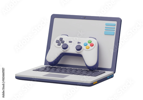 Isolated Laptop with Game Controller for PC Gaming
