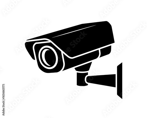 Black and White Surveillance Camera Icon for Security and Safety Depicting Monitoring and Protection with Vigilance and Alertness