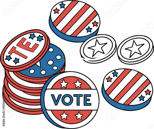 Patriotic "Vote" Buttons Vector Art