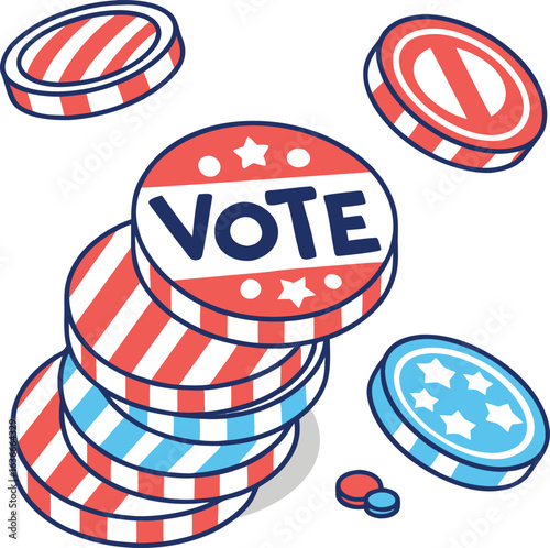 Patriotic "Vote" Buttons Vector Art
