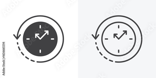 Rewind time icon. Line Art And Clip art Style Design