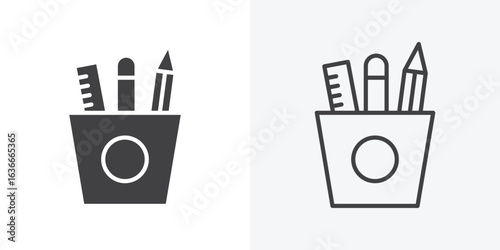 Pencil holder icon. Line Art And Clip art Style Design