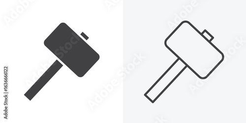 Wooden mallet icon. Line Art And Clip art Style Design