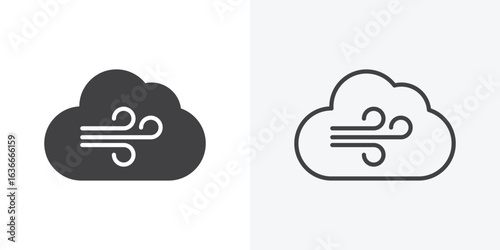 Wind clouds icon. Line Art And Clip art Style Design