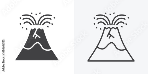 Volcano eruption icon. Line Art And Clip art Style Design