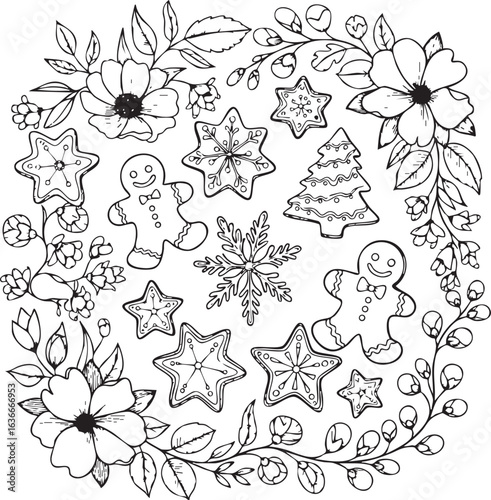 christmas, flower, pattern, floral, seamless, vector, decoration, illustration, wallpaper, ornament, vintage, design, rose, nature, art, texture, leaf, flowers, pink, summer, plant, card, element, dec
