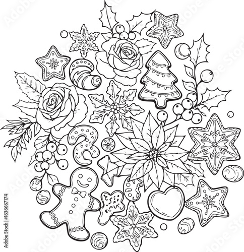christmas, flower, pattern, floral, seamless, vector, decoration, illustration, wallpaper, ornament, vintage, design, rose, nature, art, texture, leaf, flowers, pink, summer, plant, card, element, dec