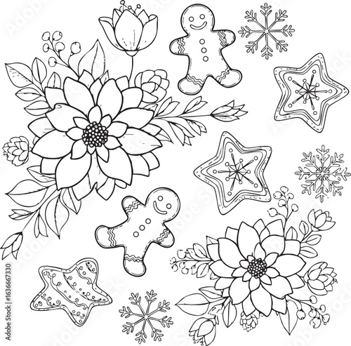 christmas, flower, pattern, floral, seamless, vector, decoration, illustration, wallpaper, ornament, vintage, design, rose, nature, art, texture, leaf, flowers, pink, summer, plant, card, element, dec