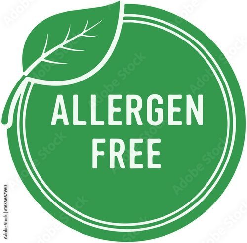 Allergen free green label with leaf symbol