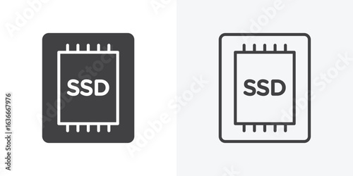 SSD drive icon. Line Art And Clip art Style Design