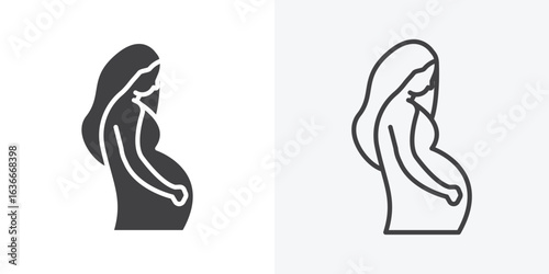 Pregnant woman icon. Line Art And Clip art Style Design