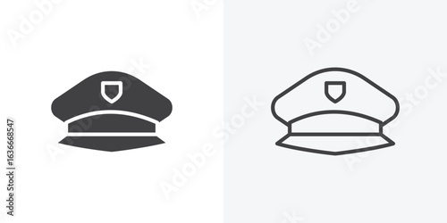 Police cap icon. Line Art And Clip art Style Design