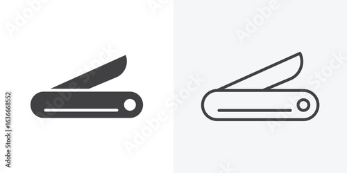 Pocket knife icon. Line Art And Clip art Style Design