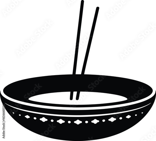  Simple bowl with incense sticks and smoke silhouette