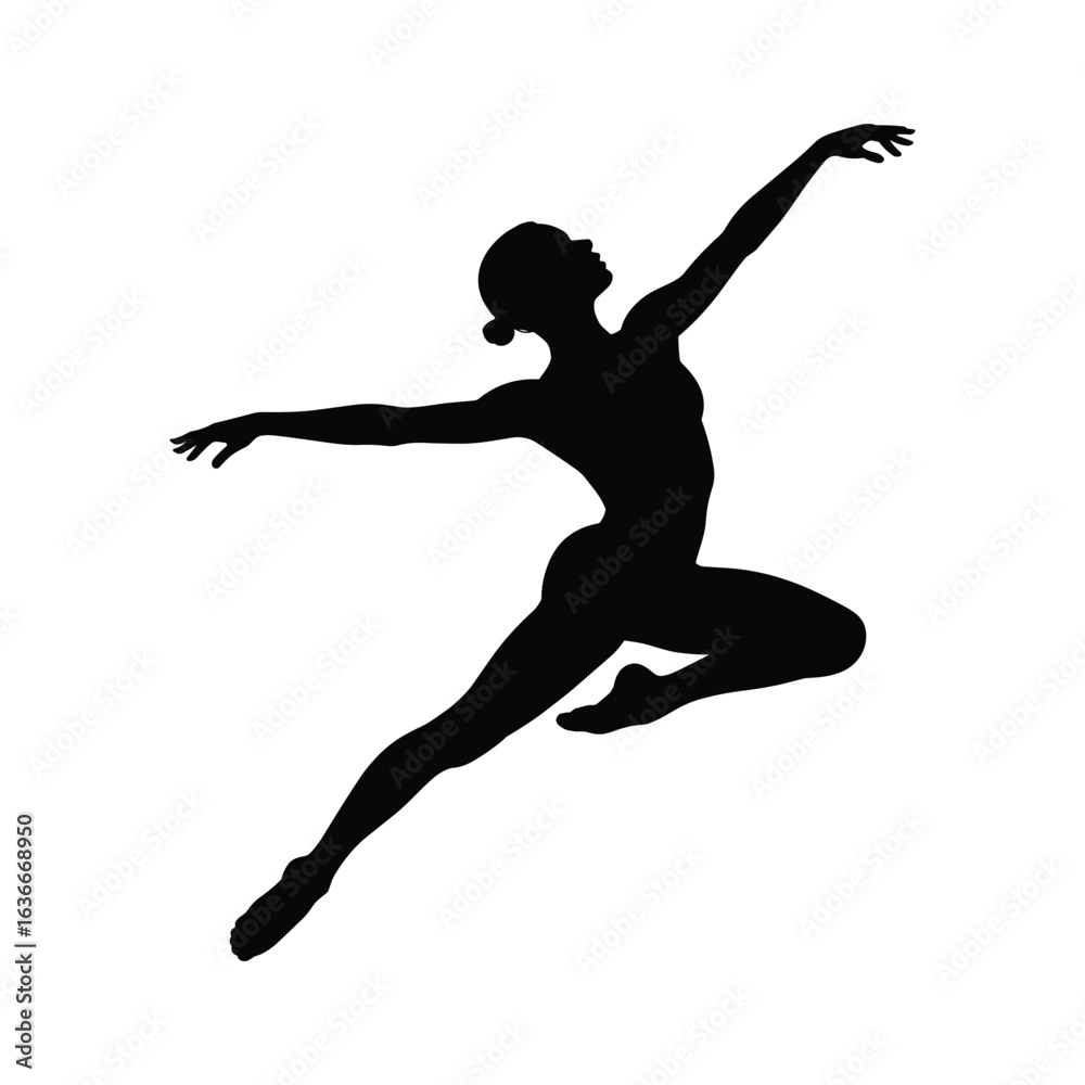 Silhouette of a ballet dancer in mid leap Silhouette of a ballet dancer in mid leap