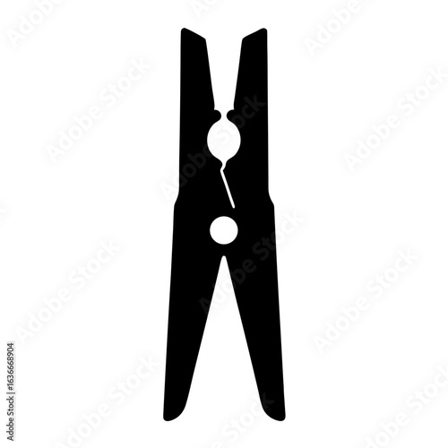 Silhouette of a classic wooden clothes pin vector, laundry and household item