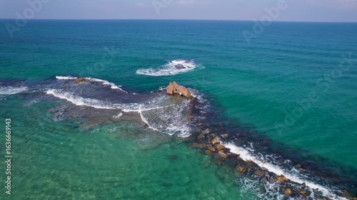 Aerial video on the beach of the city of Bat Yam, Israel