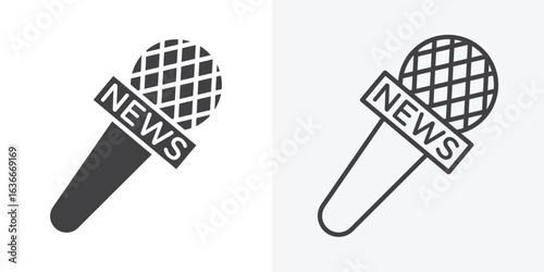 News microphone icon. Line Art And Clip art Style Design