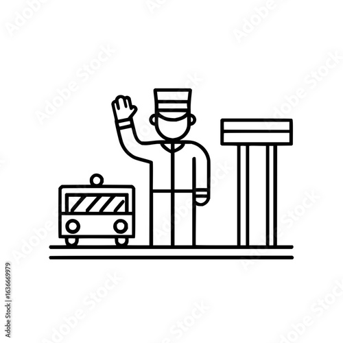 Hotel bellhop service icon vector illustration for hospitality and travel industry design needs exactly one hundred