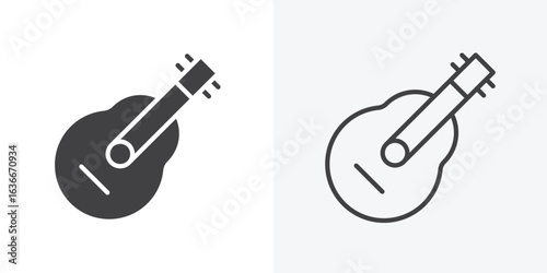 Guitar icon. Line Art And Clip art Style Design