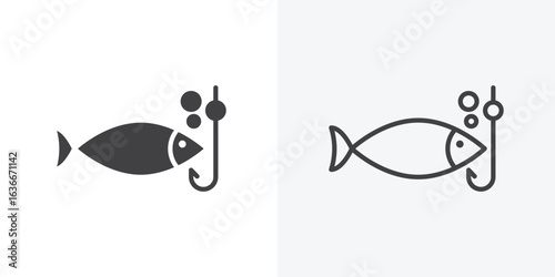 Fishing icon. Line Art And Clip art Style Design