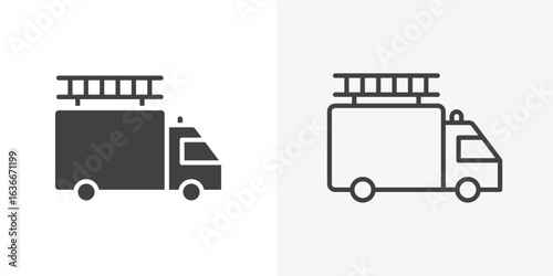 Fire truck icon. Line Art And Clip art Style Design