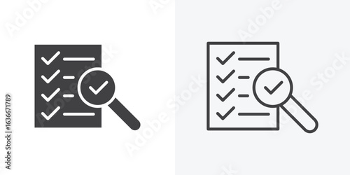 Document verification icon. Line Art And Clip art Style Design