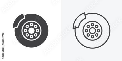 Disk brake icon. Line Art And Clip art Style Design