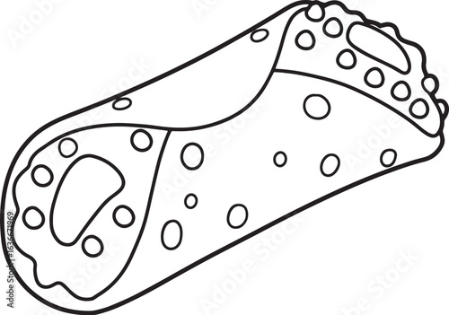 Outline Illustration of a Cannoli Pastry, Perfect for Creative F