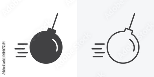 Demolition ball icon. Line Art And Clip art Style Design